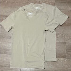 Express Men's Beige V-Neck T-Shirt Set